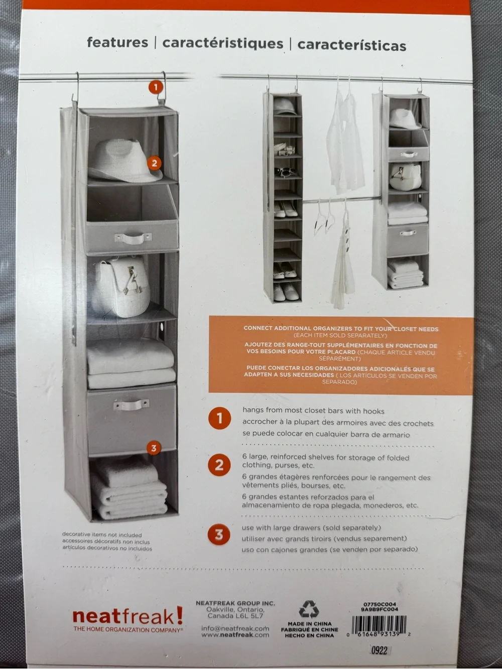 Gray 6-Shelf Closet Organizer